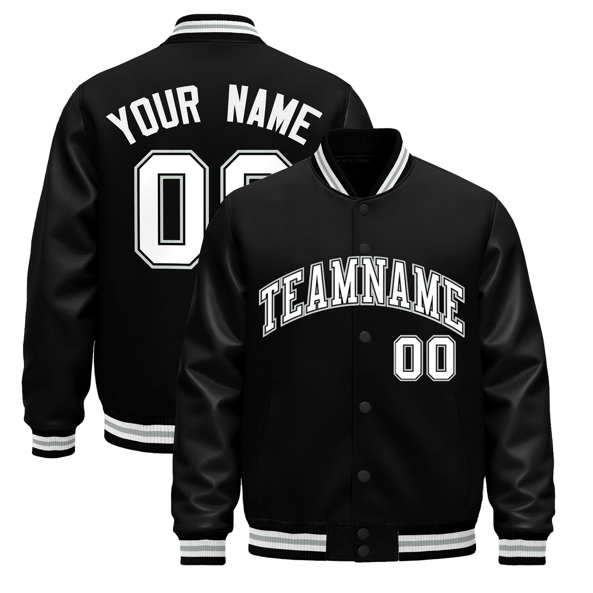 Custom Black White Gray Classic Style Leather Sleeves Wrinkle-Resistant Jacket| KXKSHOP