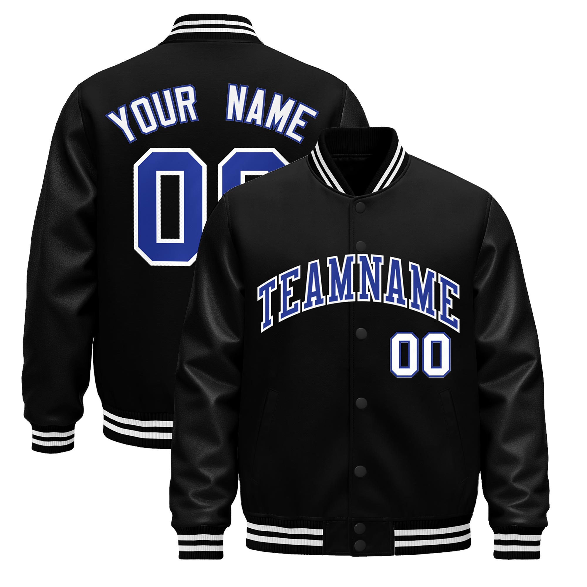 Custom Black White Classic Style Leather Sleeves Wrinkle-Resistant Jacket| KXKSHOP