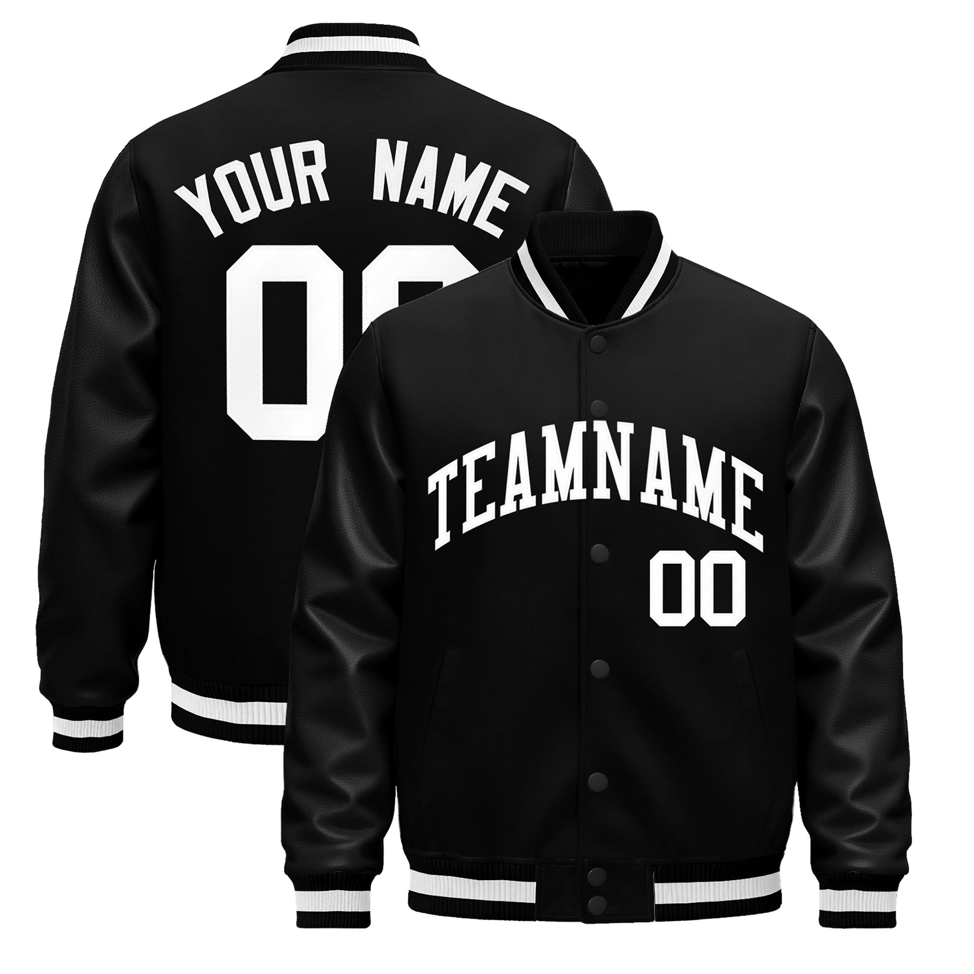 Custom Black White Classic Style Leather Sleeves Wrinkle-Resistant Jacket| KXKSHOP