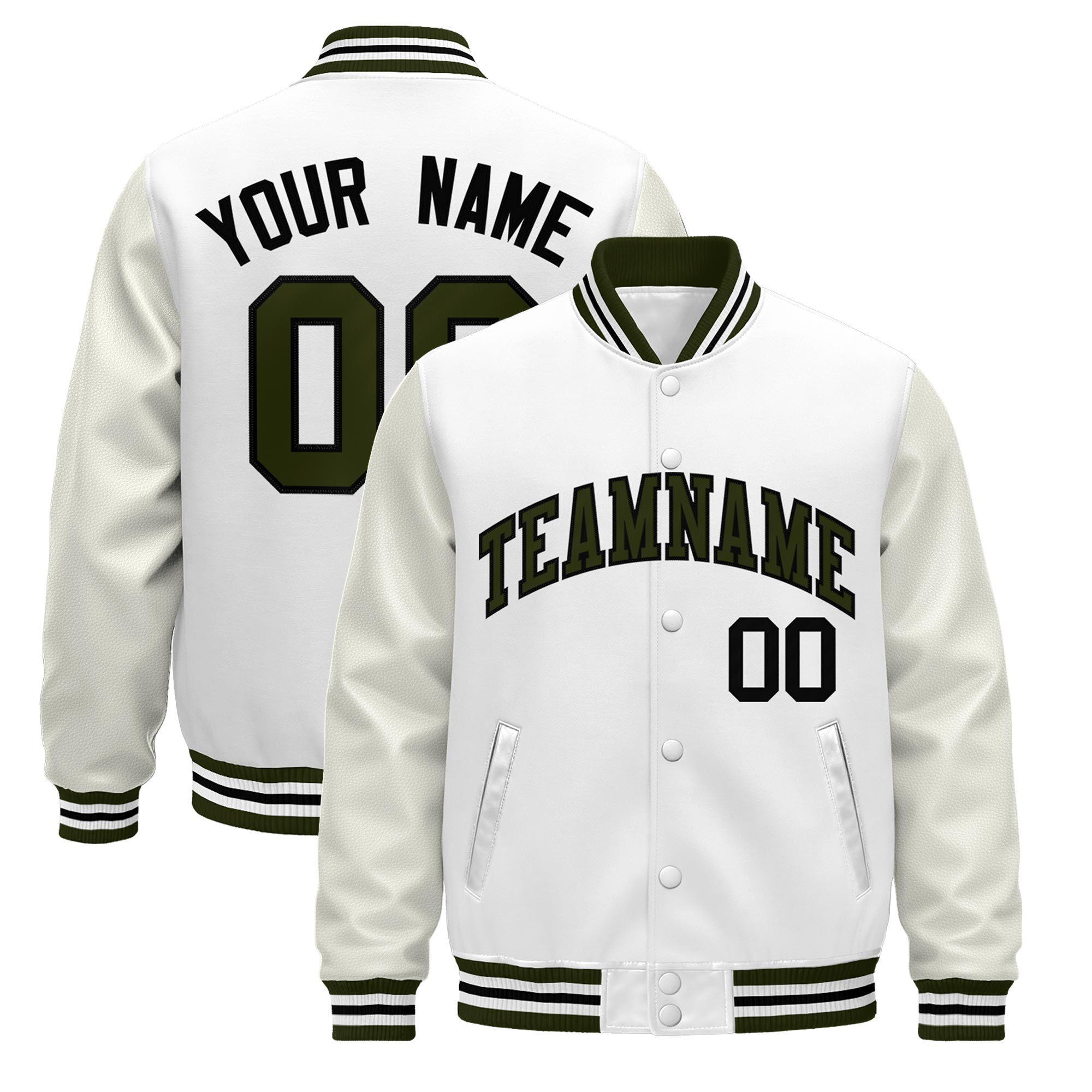 Custom White Olive Black Classic Style Leather Sleeves Wrinkle-Resistant Jacket| KXKSHOP