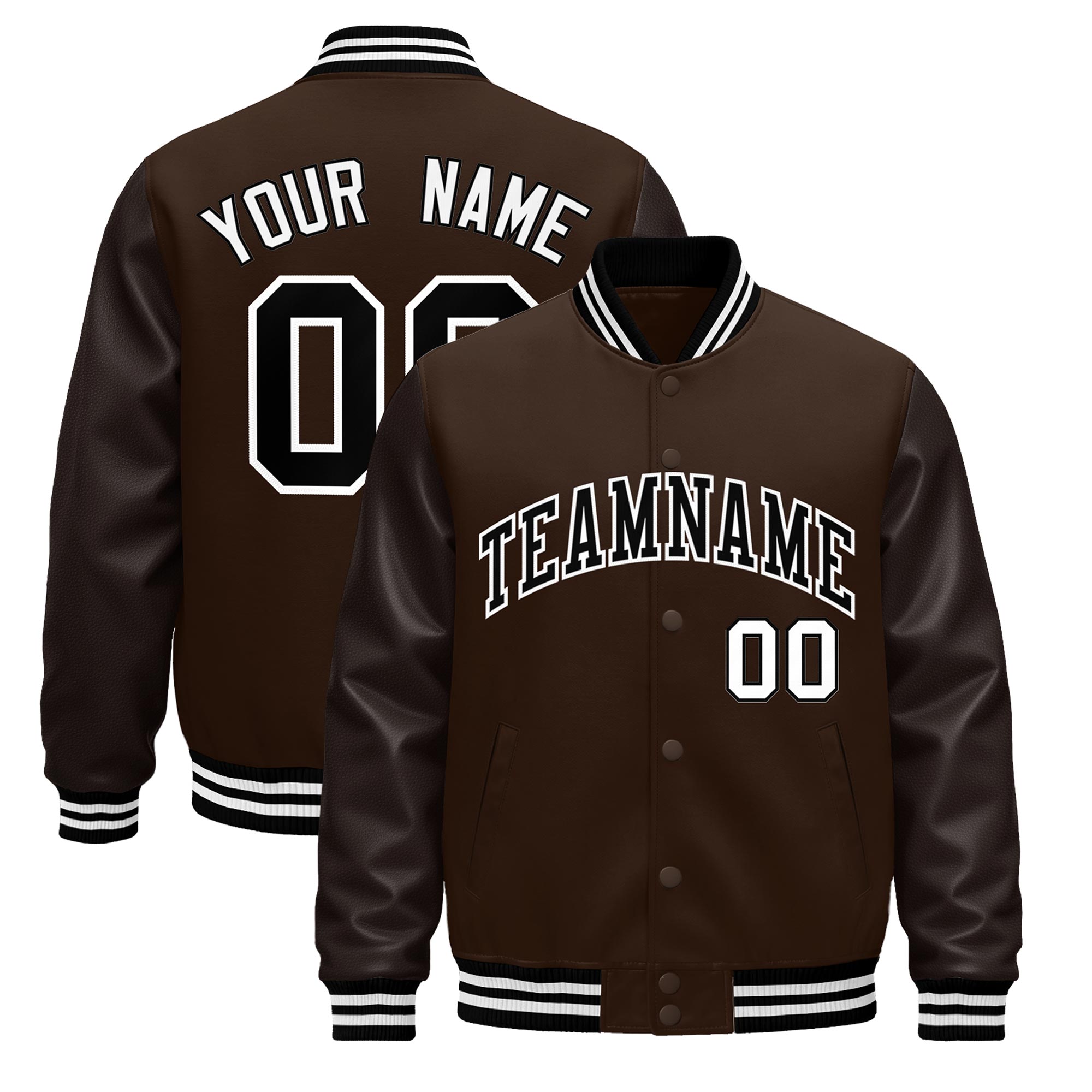 Custom Brown Black White Classic Style Leather Sleeves Wrinkle-Resistant Jacket| KXKSHOP