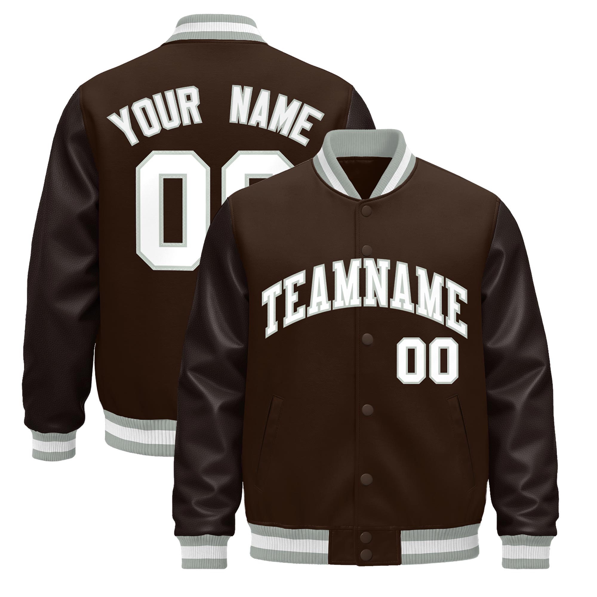 Custom Brown Gray White Classic Style Leather Sleeves Wrinkle-Resistant Jacket| KXKSHOP