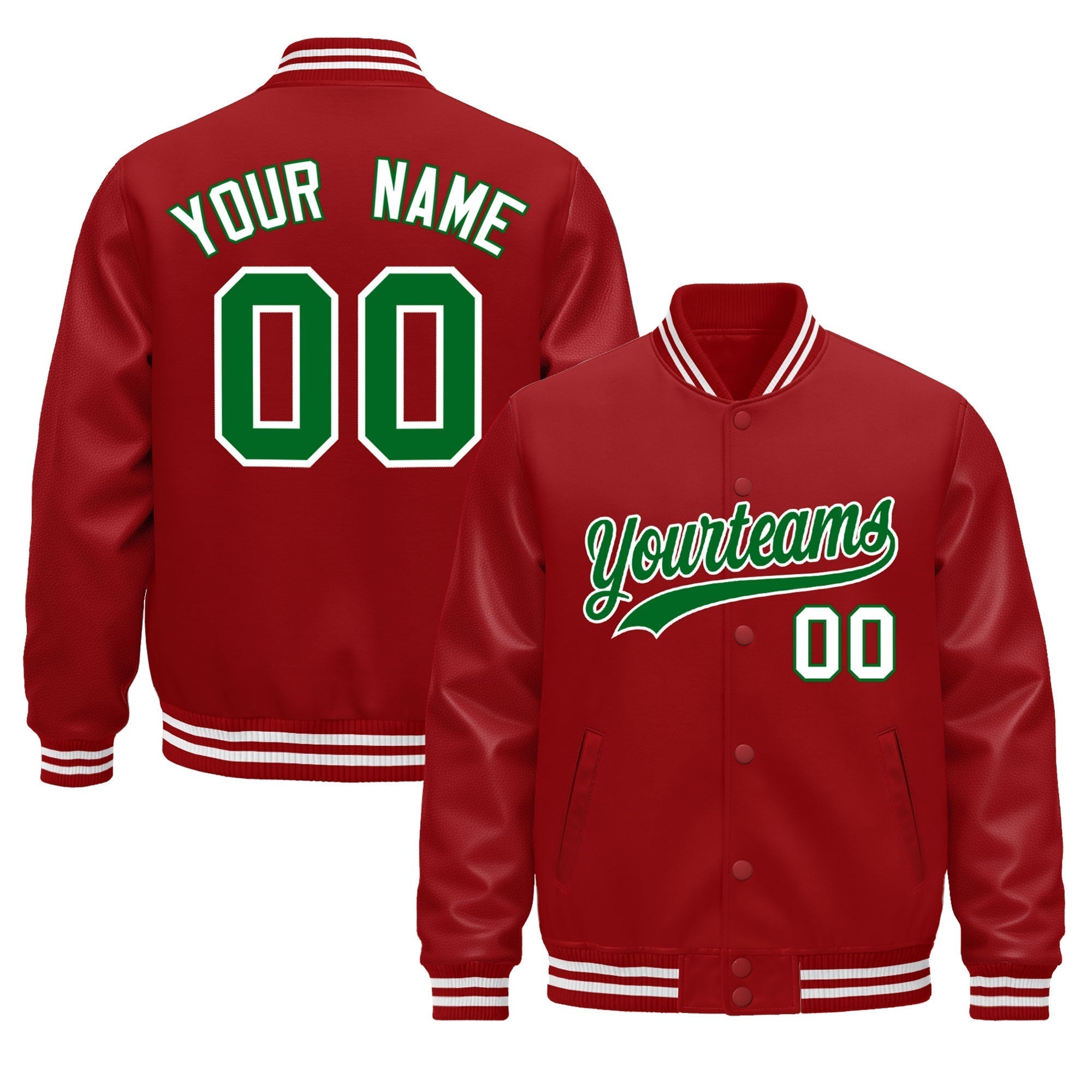 Custom Red White Classic Style Leather Sleeves Wrinkle-Resistant Jacket| KXKSHOP