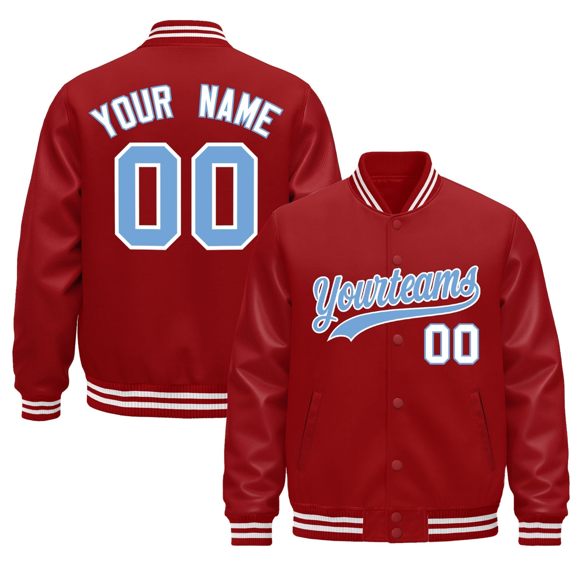 Custom Red White Classic Style Leather Sleeves Wrinkle-Resistant Jacket| KXKSHOP