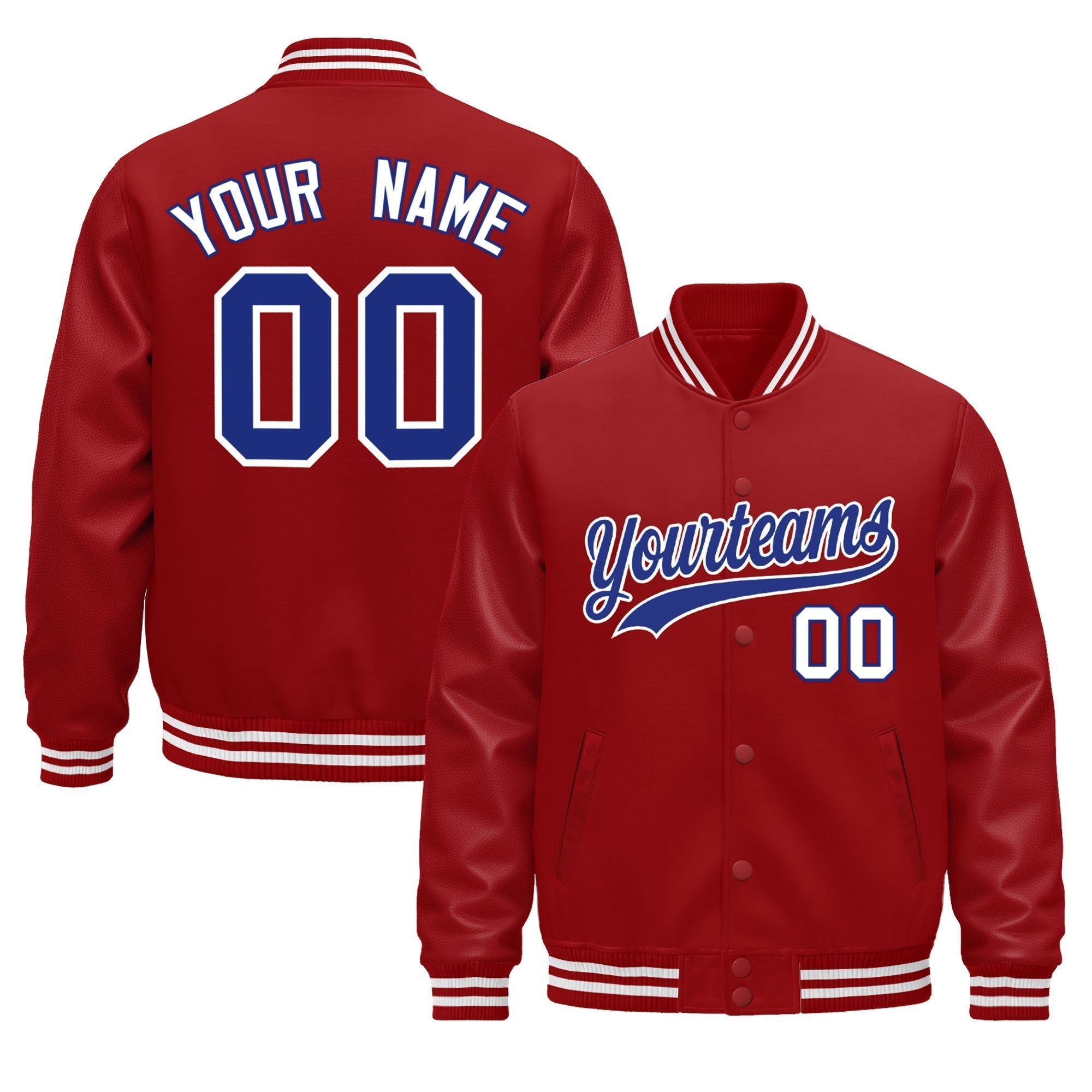 Custom Red White Classic Style Leather Sleeves Wrinkle-Resistant Jacket| KXKSHOP