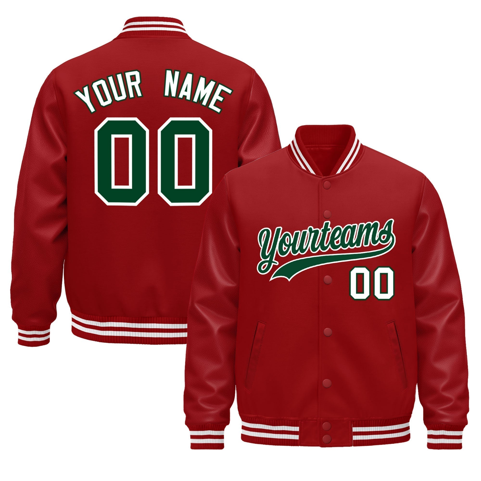 Custom Red White Classic Style Leather Sleeves Wrinkle-Resistant Jacket| KXKSHOP