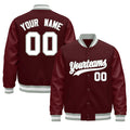 Custom Burgundy White Classic Style Leather Sleeves Wrinkle-Resistant Jacket| KXKSHOP
