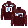 Custom Burgundy Light Blue Classic Style Leather Sleeves Wrinkle-Resistant Jacket| KXKSHOP