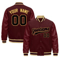 Custom Burgundy White Classic Style Leather Sleeves Wrinkle-Resistant Jacket| KXKSHOP