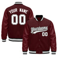 Custom Burgundy White Classic Style Leather Sleeves Wrinkle-Resistant Jacket| KXKSHOP