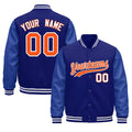 Custom Royal Blue White Classic Style Leather Sleeves Wrinkle-Resistant Jacket| KXKSHOP