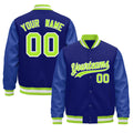 Custom Royal Blue White Classic Style Leather Sleeves Wrinkle-Resistant Jacket| KXKSHOP