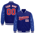Custom Royal Blue White Classic Style Leather Sleeves Wrinkle-Resistant Jacket| KXKSHOP