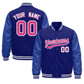 Custom Royal Blue White Classic Style Leather Sleeves Wrinkle-Resistant Jacket| KXKSHOP