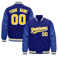 Custom Royal Blue White Classic Style Leather Sleeves Wrinkle-Resistant Jacket| KXKSHOP