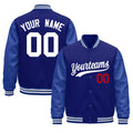 Custom Royal Blue White Classic Style Leather Sleeves Wrinkle-Resistant Jacket| KXKSHOP