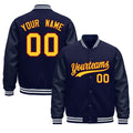 Custom Navy Burgundy Classic Style Leather Sleeves Wrinkle-Resistant Jacket| KXKSHOP