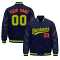 Custom Navy Orange Classic Style Leather Sleeves Wrinkle-Resistant Jacket| KXKSHOP
