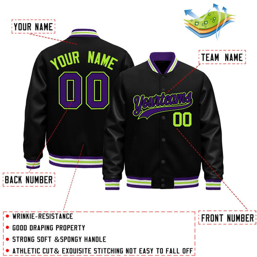 Custom Black Purple White Classic Style Leather Sleeves Wrinkle-Resistant Jacket| KXKSHOP