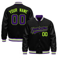 Custom Black Purple White Classic Style Leather Sleeves Wrinkle-Resistant Jacket| KXKSHOP