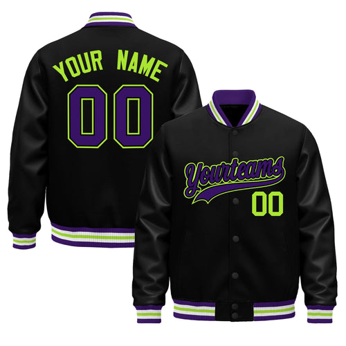 Custom Black Purple White Classic Style Leather Sleeves Wrinkle-Resistant Jacket| KXKSHOP