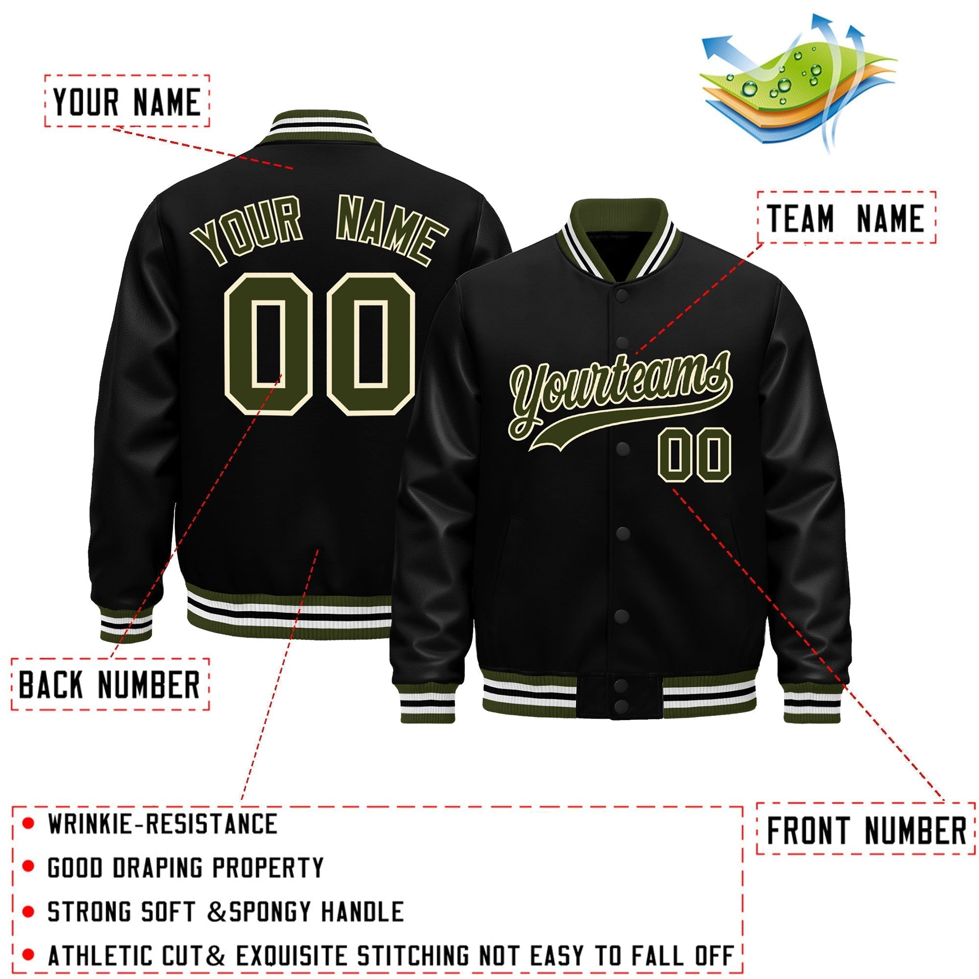 Custom Black White Classic Style Leather Sleeves Wrinkle-Resistant Jacket| KXKSHOP