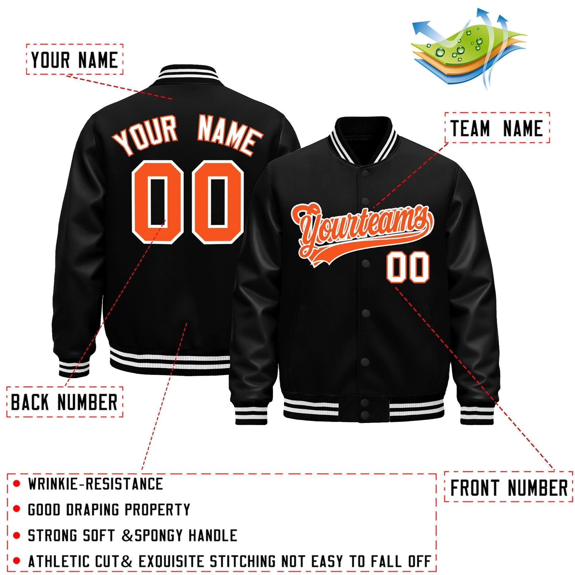 Custom Black White Classic Style Leather Sleeves Wrinkle-Resistant Jacket| KXKSHOP