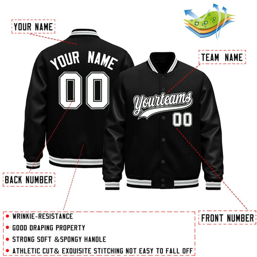 Custom Black White Gray Classic Style Leather Sleeves Wrinkle-Resistant Jacket| KXKSHOP