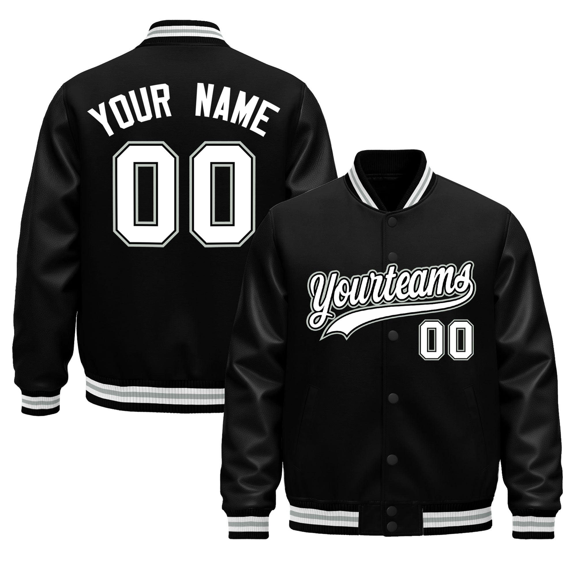 Custom Black White Gray Classic Style Leather Sleeves Wrinkle-Resistant Jacket| KXKSHOP