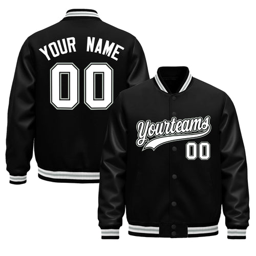 Custom Black White Gray Classic Style Leather Sleeves Wrinkle-Resistant Jacket| KXKSHOP