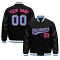 Custom Black Light Blue White Classic Style Leather Sleeves Wrinkle-Resistant Jacket| KXKSHOP