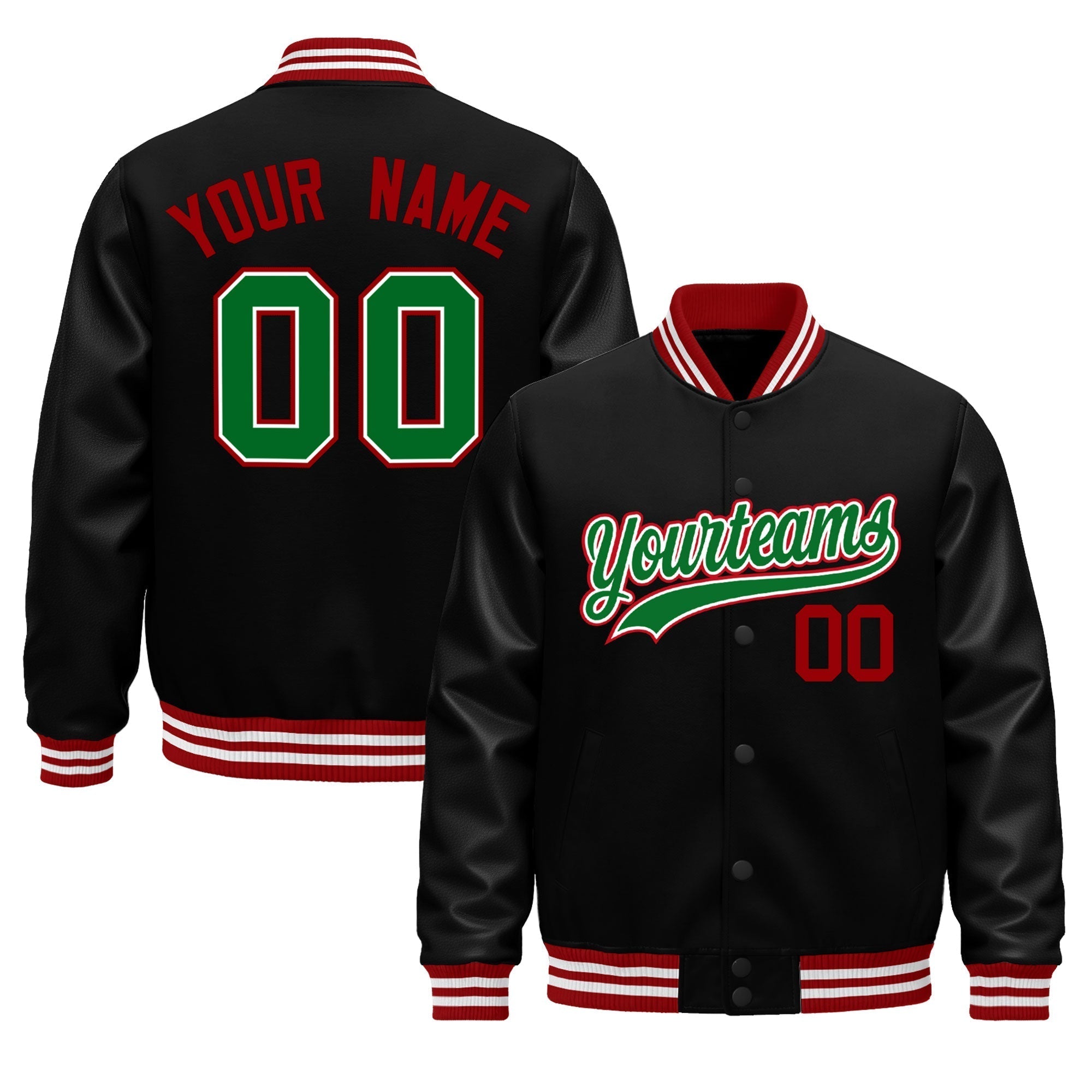 Custom Black Red White Classic Style Leather Sleeves Wrinkle-Resistant Jacket| KXKSHOP
