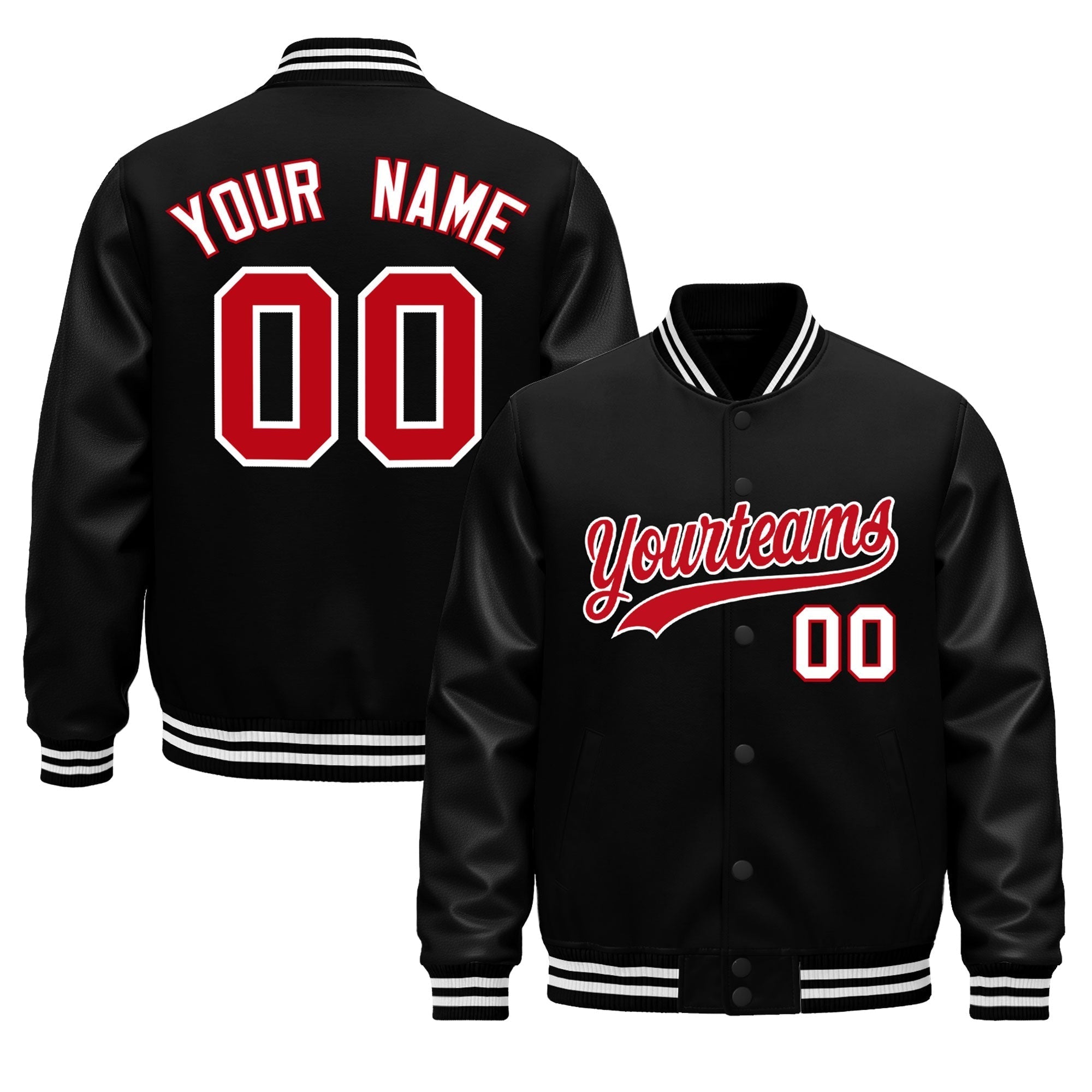 Custom Black White Classic Style Leather Sleeves Wrinkle-Resistant Jacket| KXKSHOP
