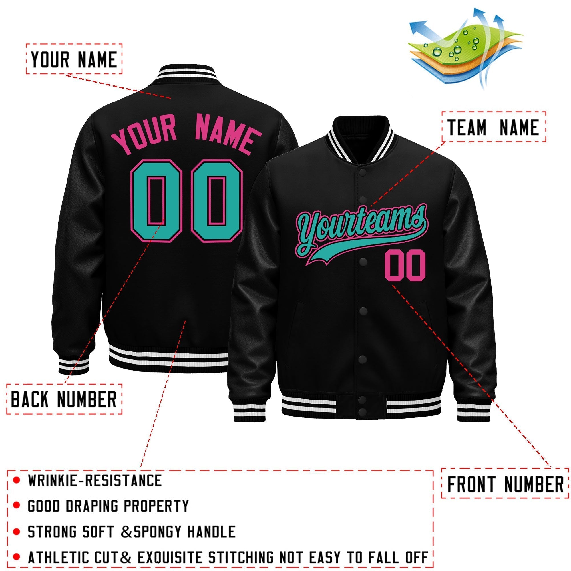Custom Black White Classic Style Leather Sleeves Wrinkle-Resistant Jacket| KXKSHOP