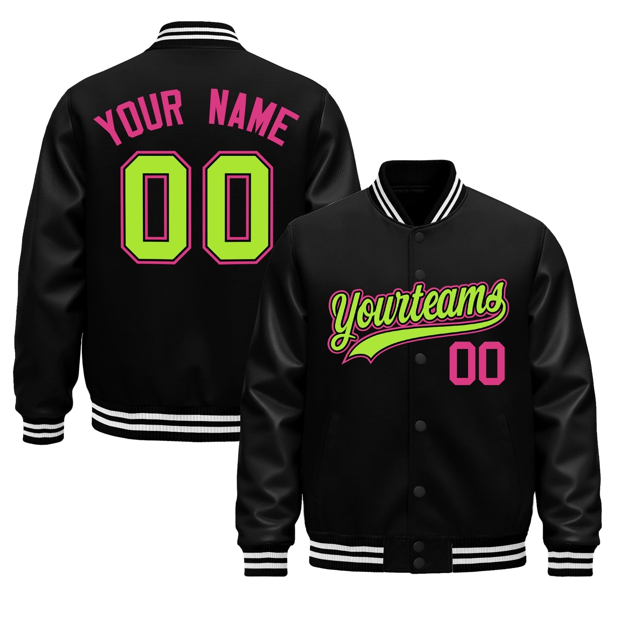 Custom Black White Classic Style Leather Sleeves Wrinkle-Resistant Jacket| KXKSHOP