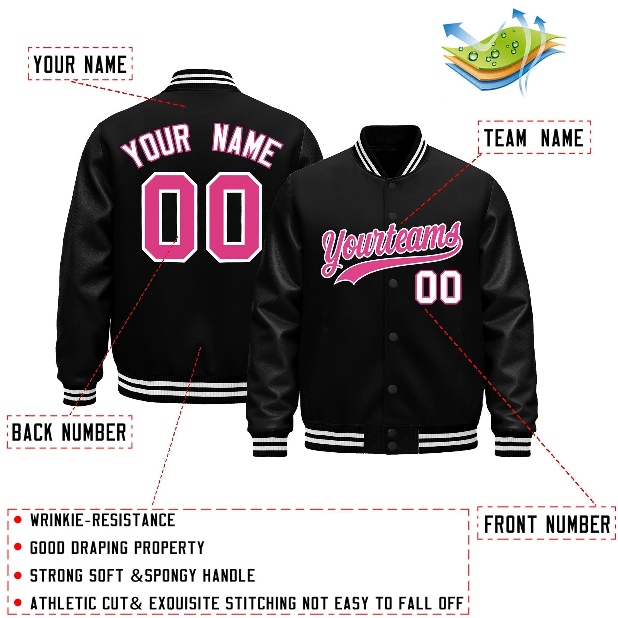 Custom Black White Classic Style Leather Sleeves Wrinkle-Resistant Jacket| KXKSHOP