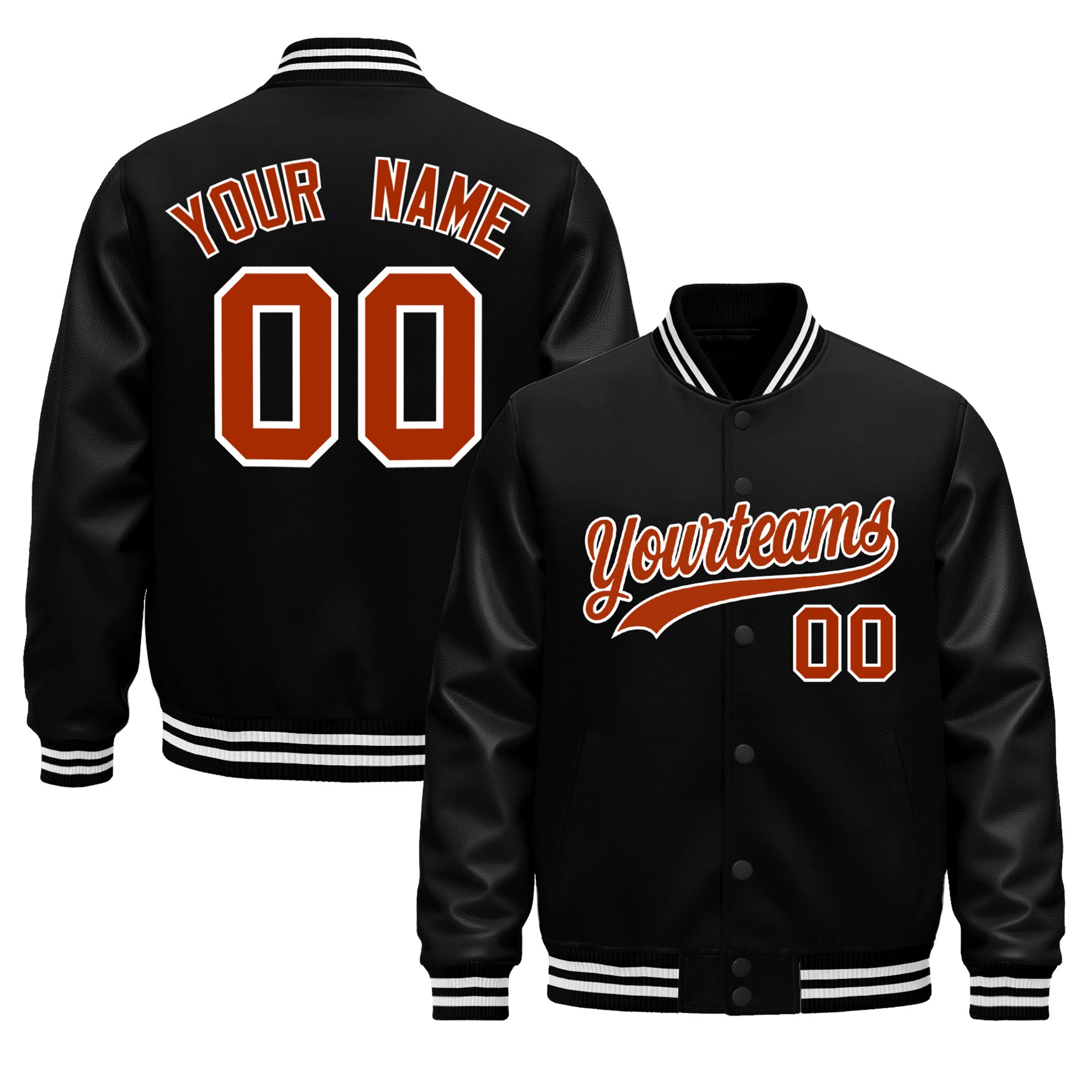 Custom Black White Classic Style Leather Sleeves Wrinkle-Resistant Jacket| KXKSHOP