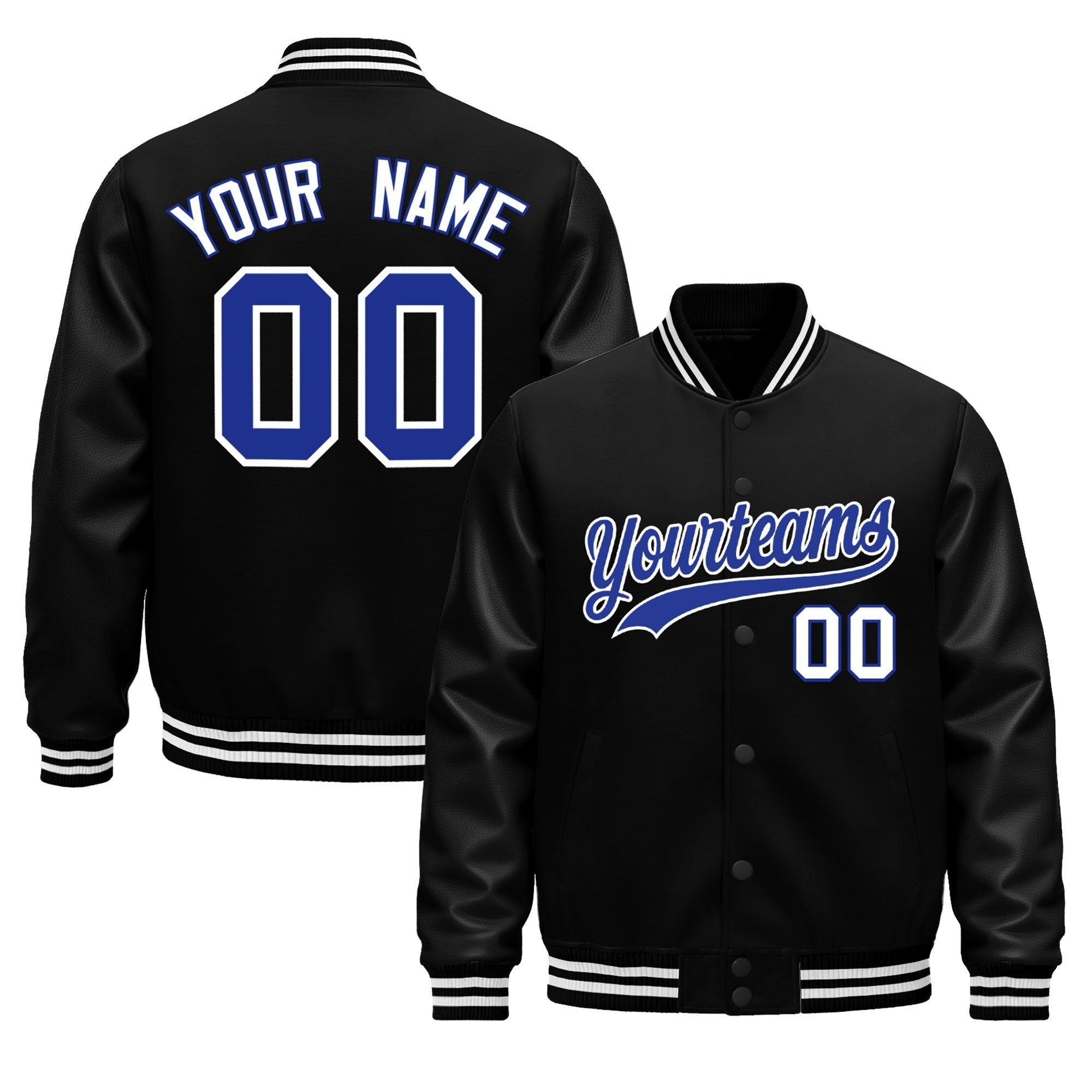 Custom Black White Classic Style Leather Sleeves Wrinkle-Resistant Jacket| KXKSHOP
