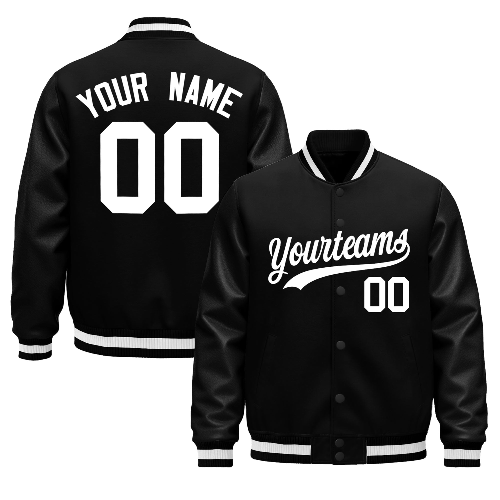 Custom Black White Classic Style Leather Sleeves Wrinkle-Resistant Jacket| KXKSHOP