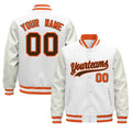 Custom White Orange Classic Style Leather Sleeves Wrinkle-Resistant Jacket| KXKSHOP