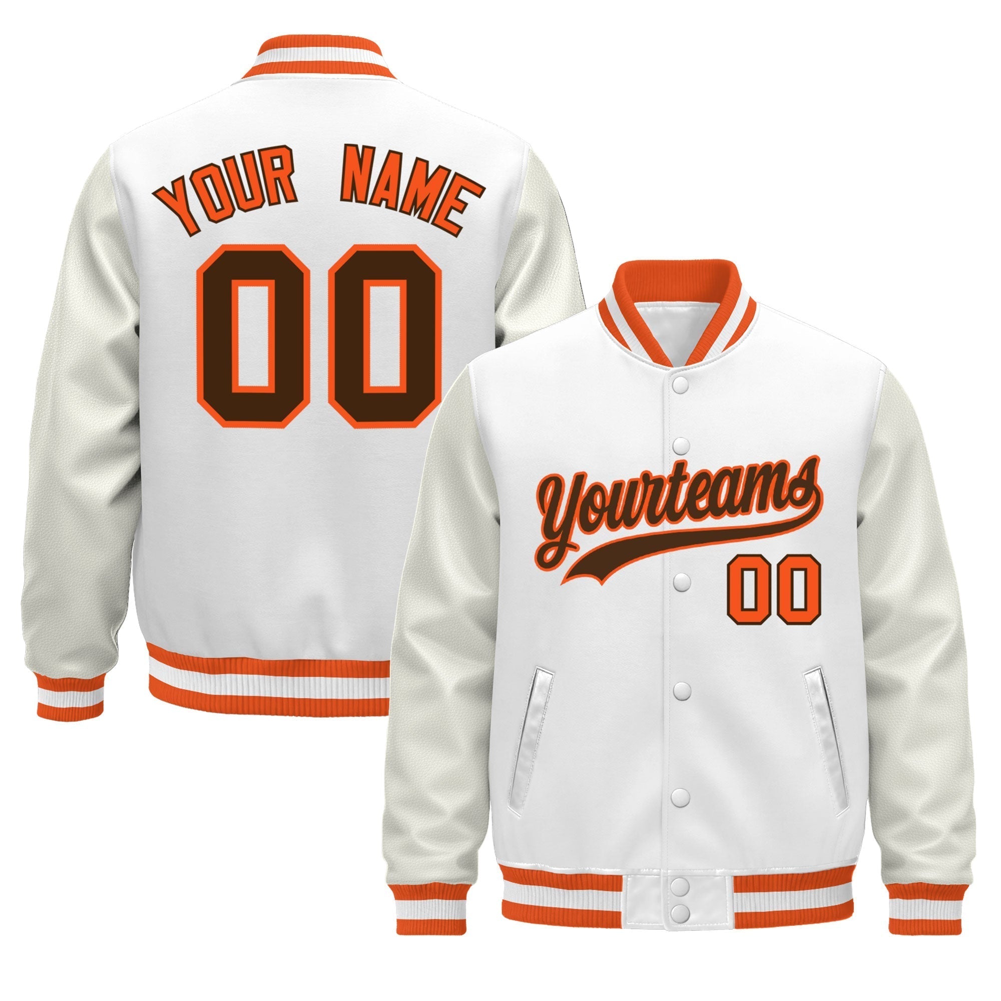 Custom White Orange Classic Style Leather Sleeves Wrinkle-Resistant Jacket| KXKSHOP