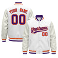 Custom White Purple Orange Classic Style Leather Sleeves Wrinkle-Resistant Jacket| KXKSHOP