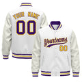 Custom White Purple Gold Classic Style Leather Sleeves Wrinkle-Resistant Jacket| KXKSHOP