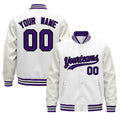 Custom White Purple Black Classic Style Leather Sleeves Wrinkle-Resistant Jacket| KXKSHOP