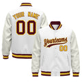Custom White Crimson Gold Classic Style Leather Sleeves Wrinkle-Resistant Jacket| KXKSHOP