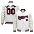 Custom White Crimson Black Classic Style Leather Sleeves Wrinkle-Resistant Jacket| KXKSHOP
