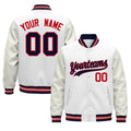 Custom White Navy Red Classic Style Leather Sleeves Wrinkle-Resistant Jacket| KXKSHOP
