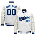 Custom White Navy Powder Blue Classic Style Leather Sleeves Wrinkle-Resistant Jacket| KXKSHOP