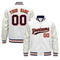 Custom White Navy Orange Classic Style Leather Sleeves Wrinkle-Resistant Jacket| KXKSHOP
