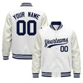 Custom White Navy Classic Style Leather Sleeves Wrinkle-Resistant Jacket| KXKSHOP